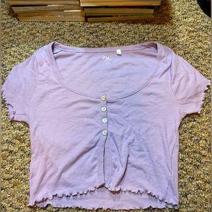 Pacsun Light Purple Lavender  Button up Crop Top
